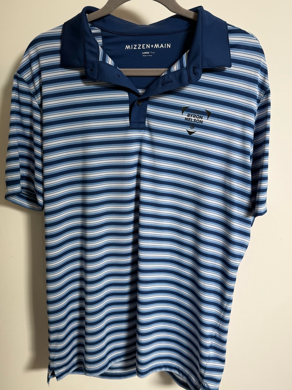 Mizzen+Main Navy and Light Blue Striped Polo